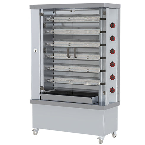 Rôtissoire à Poulets à Gaz Avec Éclairage, 6 Broches Pour 30 Poulets, 5330