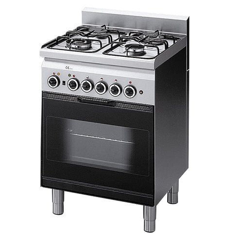 Cuisinière à gaz, 4 brûleurs, 1 four à gaz avec grill électrique