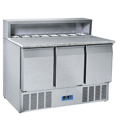 Table à Pizza Avec 3 Portes Gn 1/1, 8X Gn 1/6 H=150 Mm, 0°/+8°C, 9178C