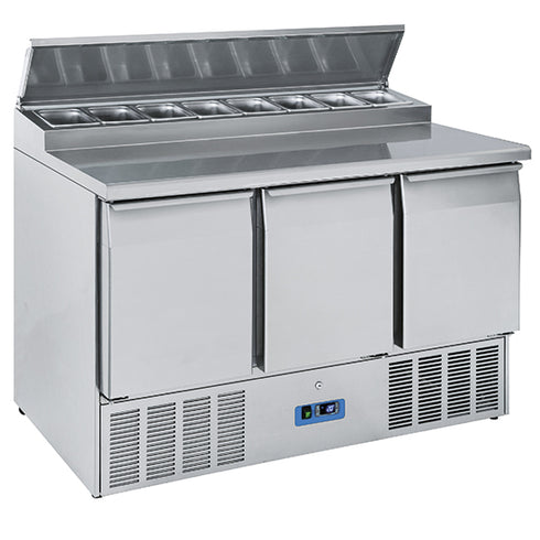 Saladette Avec 3 Portes Gn 1/1, 8X Gn 1/6 H=150 Mm, 0°/+8°C, 9709C
