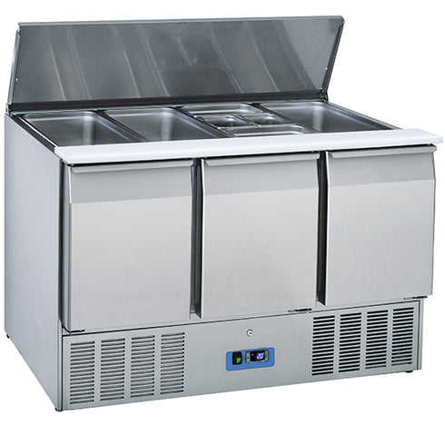 Saladette Avec 3 Portes Gn 1/1 Et Couvercle, 12X Gn 1/3 H=150 Mm, 0°/+8°C, 9790C