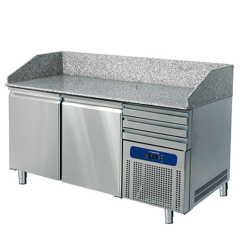 Table à Pizza 1600 Mm Avec 2 Portes 600X400 Mm, 3 Tiroirs En, 9926F