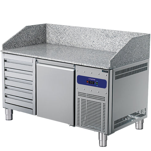 Table à Pizza 1600 Mm Avec 1 Porte 600X400 Mm, 5 Tiroirs En, 9928F