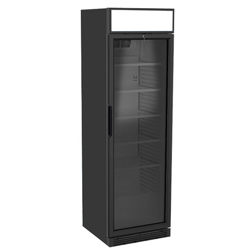 Vitrine Réfrigéré Verticale 373 Litres Avec Porte En Verre, +1°/+10°C - Couleur Noire, BFD0001/BL