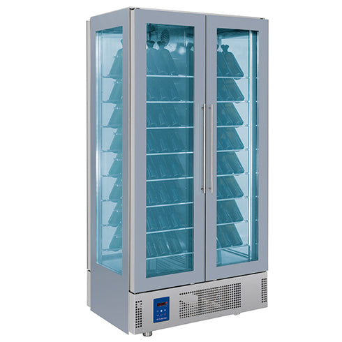 Présentoir Réfrigéré Pour Vins à Île Avec 4 Portes, 112 Bouteilles, +4°/+14°C, BFE0047