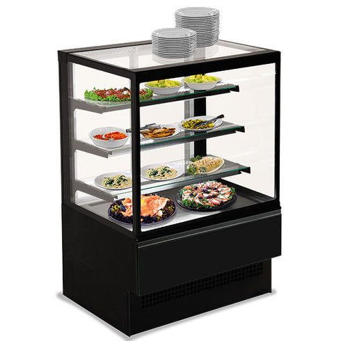 Comptoir Réfrigéré Ventilée Avec 3 Étagères Et Vitre Vertical, +2°/+8°C, L=1500 Mm - Ral9005, BGB0271