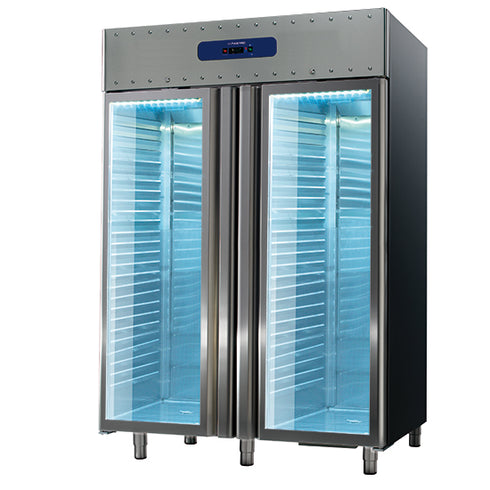 Congélateur 1400 Litres En Inox Avec Portes Vitrées, Gn 2/1, -10°/-25°C, 85 Mm Isolation, BMB0004/FGM