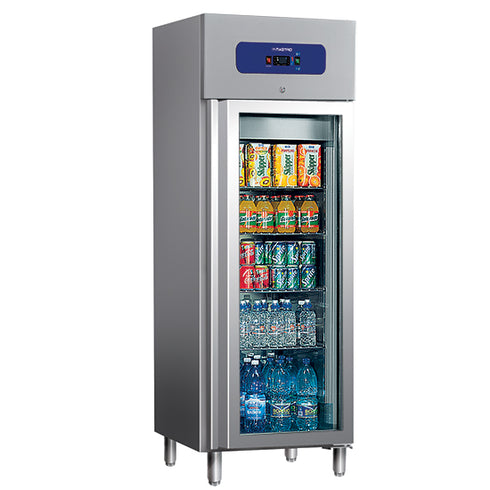 Congélateur 400 Litres En Inox Avec Porte En Verre, 460X485 Mm, -10°/-18°C, BMB0014/FG