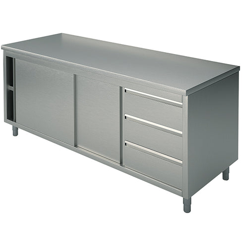 Table Armoire Basse Neutre Avec Tiroirs à Droite, Sans Dosseret, 2000X700 Mm, HCA0050