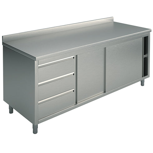 Table Armoire Basse Neutre Avec Tiroir à Gauche, Avec Dosseret, 1600X700 Mm, HCA0063/S