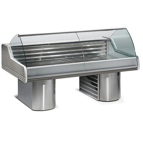 Comptoir Réfrigéré Statique à Poisson Avec Vitre Curbe, 0°C/+2°C, L=2500 Mm, HDC0003
