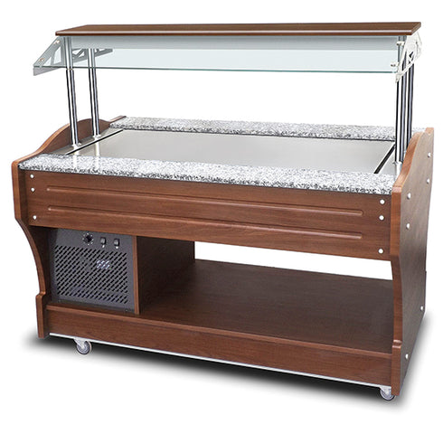 Buffet Froid à Île Avec Plan Réfrigére Et Réfrigération Statique, 4X Gn 1/1, Hotte Pas Abaissable, IEC0041