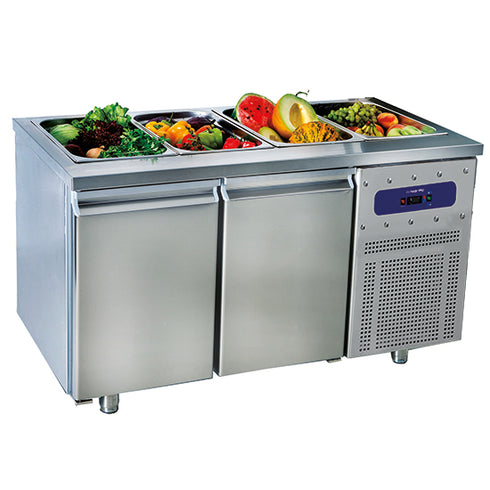 Saladette Avec 2 Portes Gn 1/1, 4X Gn 1/1 H=150 Mm, -2°/+8°C, SALADBAR2
