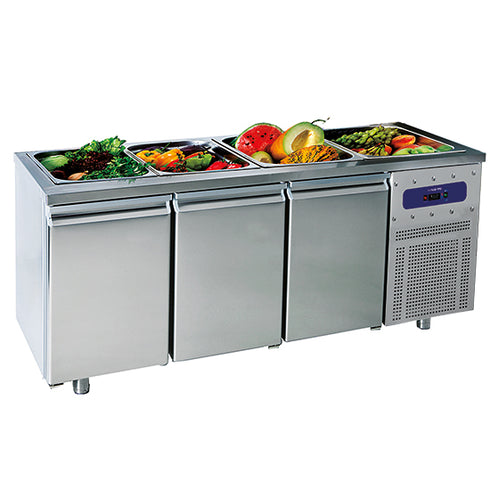 Saladette Avec 3 Portes Gn 1/1, 5X Gn 1/1 H=150 Mm, -2°/+8°C, SALADBAR3