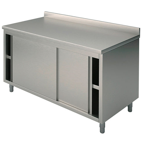 Table Armoire Basse Neutre Avec Portes Coulissantes Et Dosseret, 2000X600 Mm, STNA6020