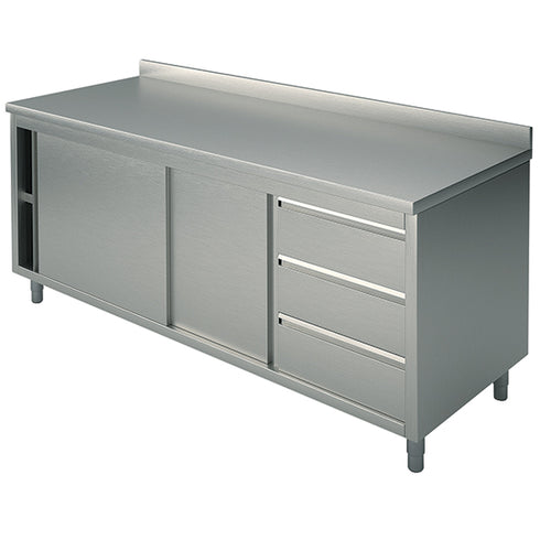 Table Armoire Basse Neutre Avec Tiroir à Droite, Avec Dosseret, 1500X600 Mm, STNAC360150