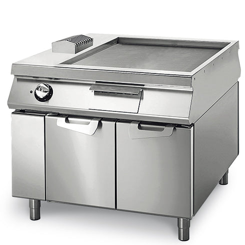 Fry-Top Électrique Lisse Sur Coffre Avec Portes, Tableau De Contrôle Sur Deux Côtès, VS110100FTE