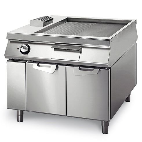 Fry-Top Électrique ½ Lisse ½ Nervurée Sur Coffre Avec Portes, Tableau De Contrôle Sur Deux Côtès, VS110100FTRE