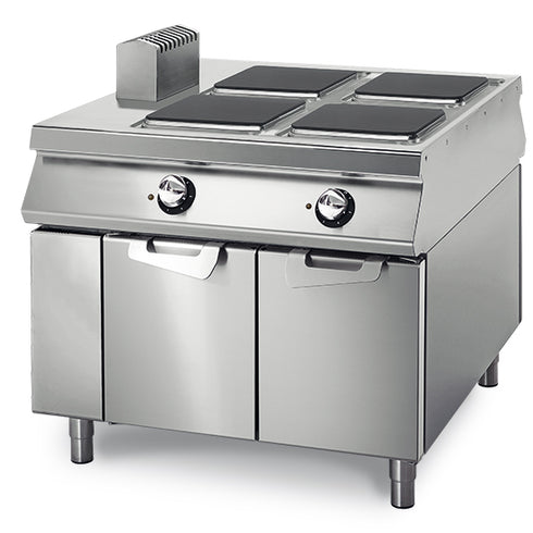 Cuisinière Électrique Avec 4 Plaques Sur Coffre Avec Portes, Tableau De Contrôle Sur Deux Côtès, VS110100PCE