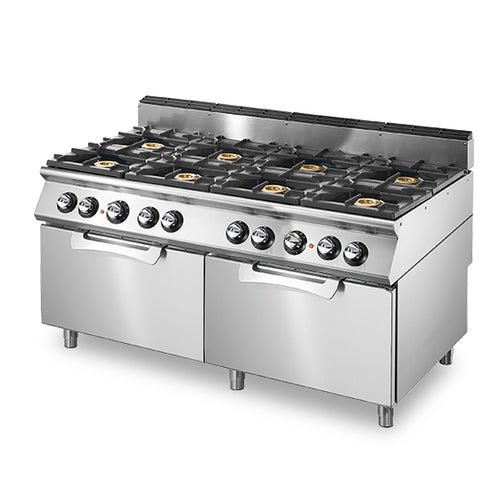 Cuisinière Gaz Sur 2 Fours Électriques Statiques Gn 2/1, 8 Brûleurs, VS90160CFGE