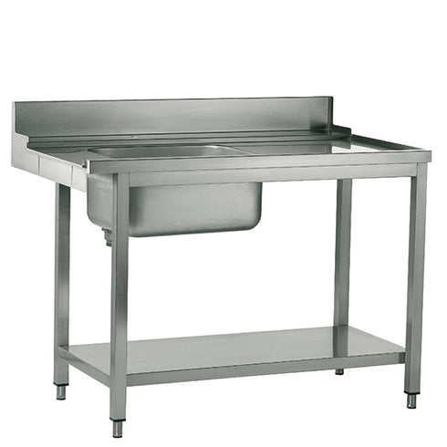 Table D'Entrée Droite Avec Évier à Gauche Pour Lave-Vaisselles à Capot, L=1500 Mm, Z/TID1500