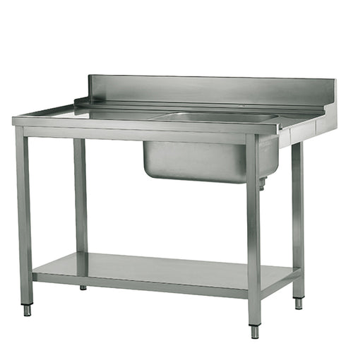 Table D'Entrée Gauche Avec Évier à Droite Pour Lave-Vaisselles à Capot, L=1500 Mm, Z/TIS1500